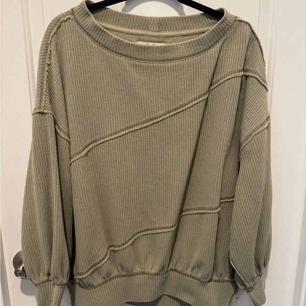 We The Free Olive Ribbed Top